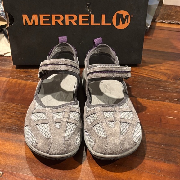 Merrell Charcoal and Lavender Mesh Strap Shoes - Picture 1 of 5